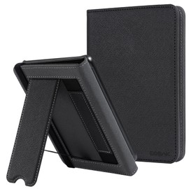 CoBak Case for 6 inch e-reader, transparent back, lightweight with auto sleep/wake function, not compatible with Kobo (black with stand)