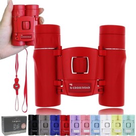 CROSSROAD 10x Binoculars for Adults and Children, Mini Pocket Binoculars, Waterproof Compact Binoculars for Bird Watching, Hunting, Concerts, Theater, Opera, Travel, Japan Quality (Red)