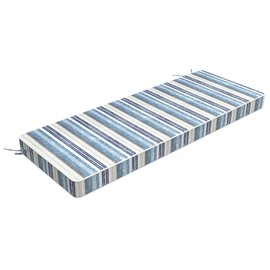 LVTXIII Bench Cushion with Ties, 48x18 Inch Water-Repellent Patio Furniture Cushion, 3" Thick Foam Pad for Outdoor Indoor Window Seat, Porch Swing, Loveseat, Stripe Layered Blue
