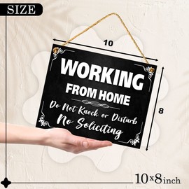 Working from Home Sign for Front Door - 10x8 Dibond Do Not Disturb Door Hanger Sign - No Soliciting Door Hanger Sign - Please No Knocking Door Sign