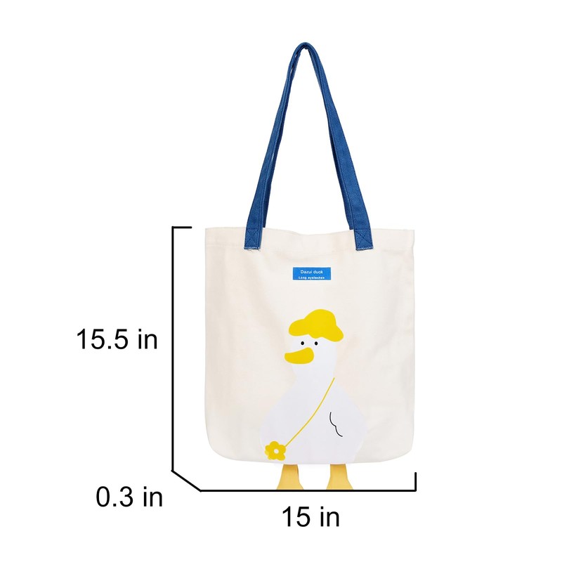 Phaoullzon Cute Canvas Tote Bag - Funny Duck & Goose