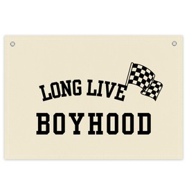 BONETAT Long Live Boyhood Boys Room Decor - Linen Nursery Banner for Toddler Room Decoration, Farmhouse Kids Wall Hanging, Canvas Banner Flag for Baby Shower, Birthday Gift - A03