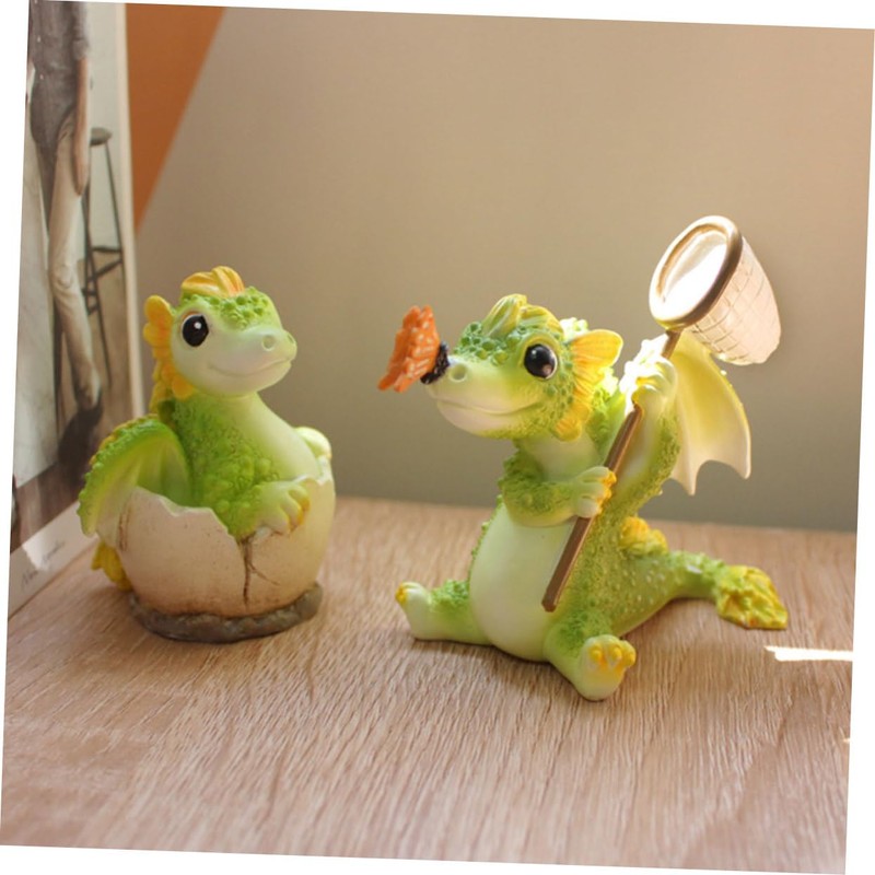 Kisangel 2pcs Handmade Resin Dragon Ornaments Dragon Decor Craft Adornment