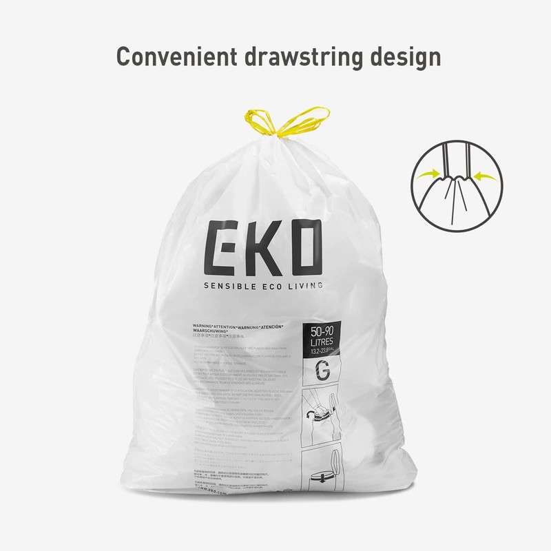 EKO 21 Gallon / 50-90 Liter, 60 Count Drawstring Trash
