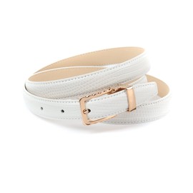 Anthoni Crown Women's Leather Belt, White