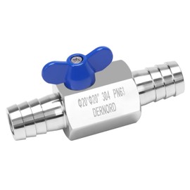 DERNORD 3/4" Hose Barb Ball Valve SS304 Mini Shut Off Ball Valve for Water Gas Fuel Drip Irrigation and Aquariums (Pack of 1)
