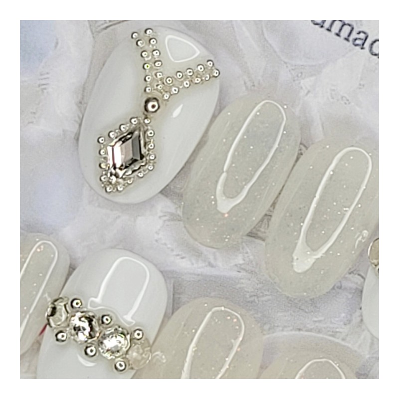 Wedding Clear Handmade Nail Tips - Stiletto M / 웨딩