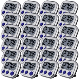 Leumoi 24 Pack Multi-Function Digital Timers with Magnetic Back, Large LCD Display, Loud Alarm, Count up & Countdown, Memory Function for Cooking, Classroom, Study, Exercise & Work(Sliver and Blue)