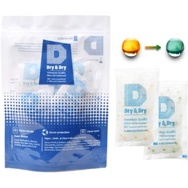 Dry & Dry Orange Indicating Silica Gel Packets Desiccant - Food Safe Silica Gel Desiccant Packs, Moisture Absorbers - White & Orange - 20 Gram (10 Packets)