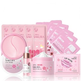 Skin Care Sets & Kits,Skin Care For Teenage Girls,Cherry Blossom Skincare Sets,Pamper Sets For Women Gifts,Facial Kit with Cleanser,Toner,Serum,Eye,Essence Serum-14PCS