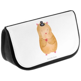 Mr. & Mrs. Panda Hamster Cosmetic Bag with Hat, White, Hand Drawn
