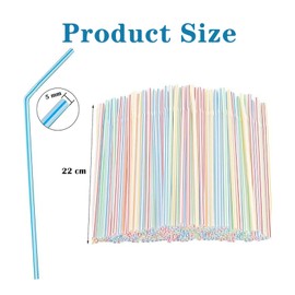 100 Pcs 8inch Bendy Drinking Straws,Colorful Striped Straws for Patients, Kids,Reusable Curved Straws for Milk, Juice, Tea, Smoothies & Daily Beverages