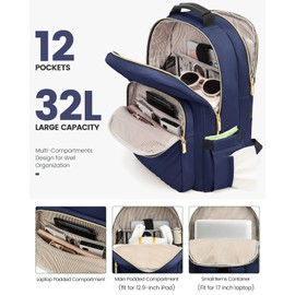 LOVEVOOK Laptop Backpack for Women, 17 Inch Large Capacity Travel Computer Work Bags, Business Nurse Backpack Purse for Womens, Backpacks, Navy
