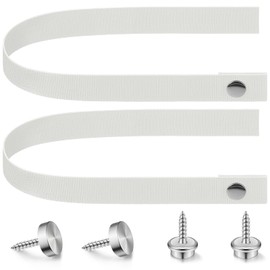 2 Pcs RV Door Straps with 4 Pcs Button Snap 18 Inch Camper RV Sliding Door Strap with Snap Boat Ladder Strap Long Security Straps for RV Pocket Door Boat Ladder Secure, White
