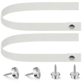 2 Pcs RV Door Straps with 4 Pcs Button Snap 18 Inch Camper RV Sliding Door Strap with Snap Boat Ladder Strap Long Security Straps for RV Pocket Door Boat Ladder Secure, White