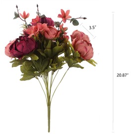 Duovlo Fiori finti vintage peonia artificiale in seta, decorazione per la casa, confezione da 1 (nuovo rosso)