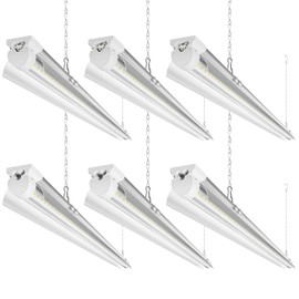 Barrina LED Shop Light 4FT, 40W 5500LM 6500K, Clear Cover Hanging Light Fixture, Linkable Tube Lights, V Shape LED Ceiling Lights for Garage, Warehouse, Workshop, 6 Packs