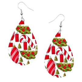 Christmas Earrings for Women Holiday Dangle Earrings Christmas Tree Drop Earrings Cute Christmas Party Jewelry (red)