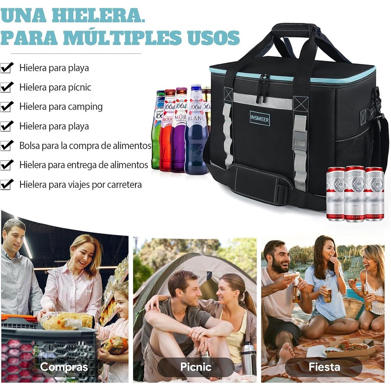INSMEER Hielera Térmica Plegable para 65 latas Gran Capacidad Bolsa