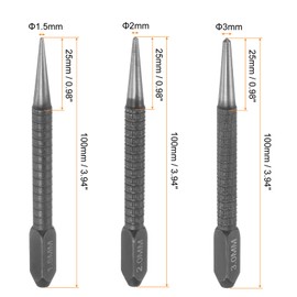 HARFINGTON 3pcs Center Punch Set 1.5mm/2mm/3mm Carbon Steel Non-Slip Nail Setter Punch Tapered Alignment Center Hole Pin Tool for Plastic Metal Wood Scribe Marking