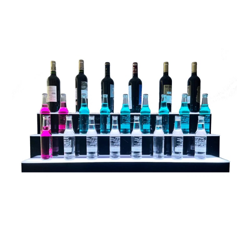 31" 3 Step Tier LED Lighted Shelves Illuminated Liquor Bottle