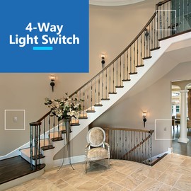 LIDER Minimalist Design Matte Finish Lighted 4-Way Decorator Light Switch, Four Way Frameless Rocker Switch, Residential/Commercial Grade, 15A 120V/277V, UL Listed, LS15-4W-NK, Nickel