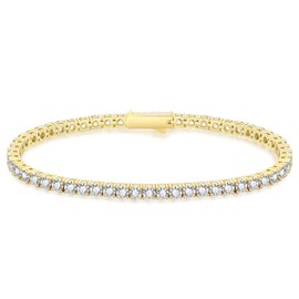 KRKC & CO Tennis Bracelet, Zirconia, Men's Bracelet, 0.1 inch (3/4 mm), Hypoallergenic, CZ Diamond, White Gold Plated, Glitter, Wristband, Hip Hop, B Type, Street Accessory, Unisex, Gift, Brass, Cubic