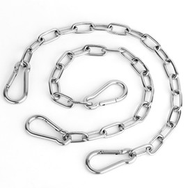 2 Pack 25in Hanging Swing Chain with 4 Carabiners, 550LB Capacity Hanging Kits Heavy Duty Hanging Chair Hardware for Hammock Swing Hanging Chair Punching Bags Sandbag Indoor Outdoor Yoga Gym (Silvery)