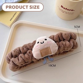 Spa Gesicht Stirnband Handgelenk Waschbänder Set Gesichtswasch Armbänder Elastisch Makeup Haarband Schweissband zum Schminken und Waschen Gesicht Frauen Spa Yoga Dusche, Kaffeefarbe