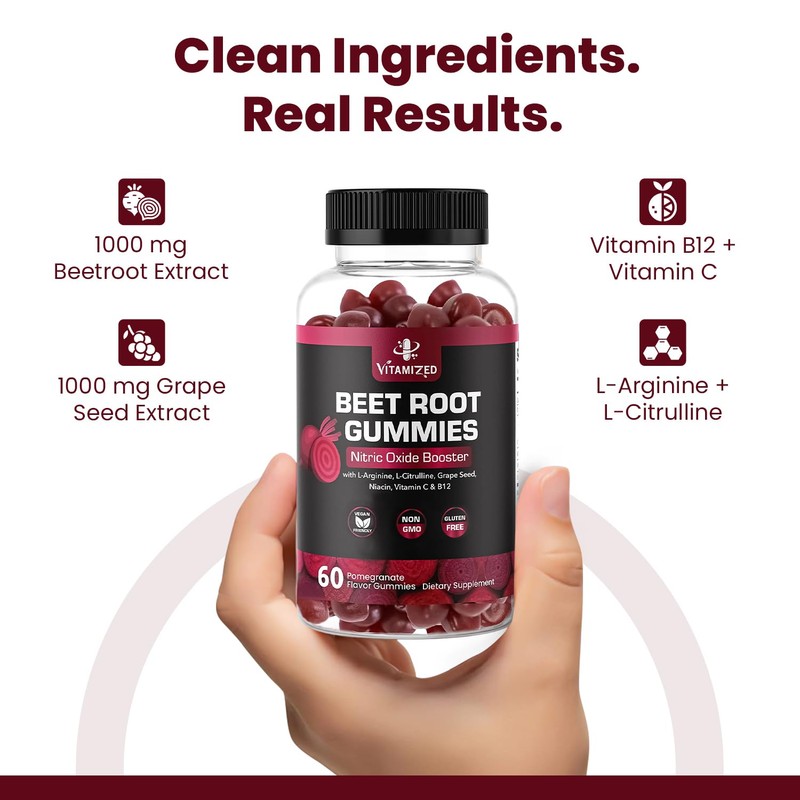 VITAMIZED Beet Root Gummies - Super Nitric Oxide Beets Supplement