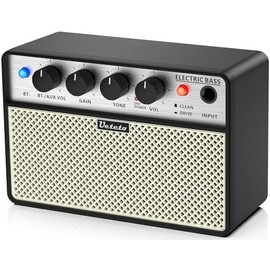Ueteto Ueteto 10W Mini Bass Amp, Portable and Rechargeable Bass Guitar Practice Amplifier with Clean and Drive Channels