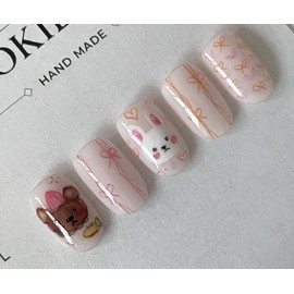 ⭐️ [Bunny Bear Picnic Nail] ⭐️ - Long Oval / ⭐️ [버니베어 소풍 네일] ⭐️ - 롱오발