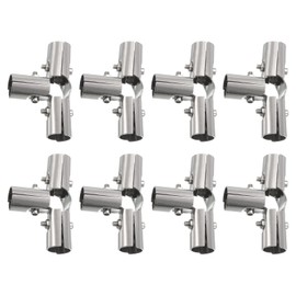 uxcell 4 Way Structural Pipe Connector 8pcs Chain Link Fence Clamp Stainless Steel Corner Fitting End Rails Clamp, Fit OD 1 Inch(25mm)
