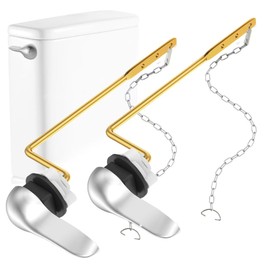 HOPKASE 2PCS Toilet Handle Replacement Kit, Side Mount Universal Toilet Bowl Kit, Chrome Toilet Tank Trip Lever with Stainless Steel Rod & Flapper Chains for Most Toilets.