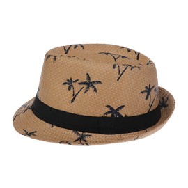 JK Home Sun Hats for Women Men, Summer Panama Trilby Fedora Short Brim Jazz Hat UV, Vintage Straw Beach Cap Khaki