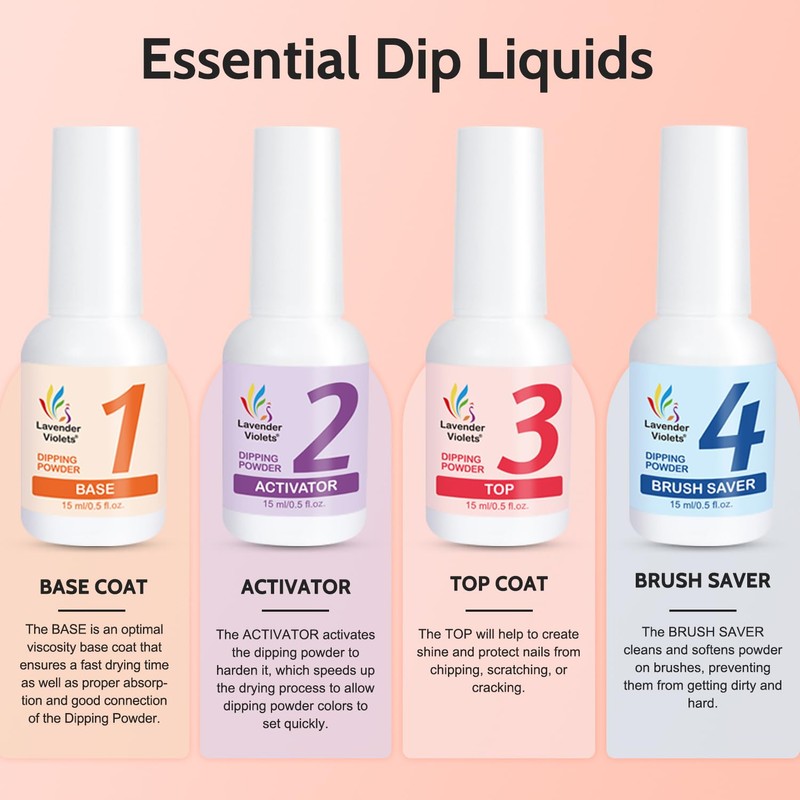 Lavender Violets Dip Powder Liquid Set, Dipping Powder Base Top