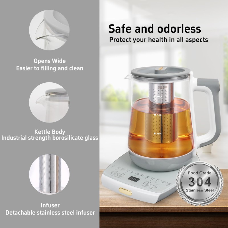 cglightwsparkle Health Pot Electric Kettle with Infuser，Smart Fruit Hot Tea