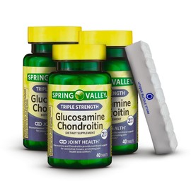 Spring Valley, Glucosamine Chondroitin Tablets Dietary Supplement, 40 Count + 7 Days Pill Organizer Included (Pack of 3)