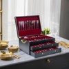 Silverware Storage Box,3 Layers Wooden Silverware Chest Case with Drawer,15.35"