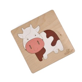 Happy Cow Wooden Puzzle for Kids | 5 Piece Jigsaw Puzzle for Preschool Kids | Learning Educational Toys Gifts for Boys Girls Ages 3+ Years.