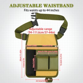 Incycall - Gardening Tool Belt - Adjustable Utility Apron with 4 Pockets for Small Tools - Unisex Tool Bag Belt for Carpenters, Plumbers and Florists