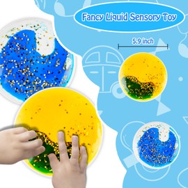 DECHUNDA Sensory Toys Calming mats: Liquid Fusion Activity mat Water Sensory pad Sensory Toys for Autistic Children Round Set of 2