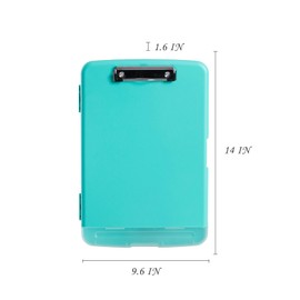 Thick Clipboard with Storage, 14 x 9 Inch, Cyan Blue, Plastic Storage Clipboards with Low Profile Clip and Pen Holder, Nursing Clipboards, Clipboard Folder, for School Teacher and Office