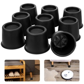 9 Pack 4 Inch Furniture Risers - Bed Risers 4 Inch Heavy Duty with Non-Slip Pads, Supports 1500 Lbs for Sofa, Table, Chair & Couch - Black Plastic Leg Extenders (5.2x3.9 Inches)