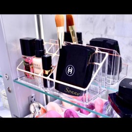 sonny cosmetics Beautiful Acrylic rose gold makeup organizer vanity brush holder pen pencil desk