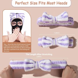 FOUNSHO 5 Stück Spa Bowknot Haarbänder für Damen Mädchen, Coral Fleece Makeup Bow Stirnband, Elastisch Kosmetik Haarband für Waschen der Gesichtsdusche,Sport, Schönheit, Dusche, Hautpflege (5PCS, L)