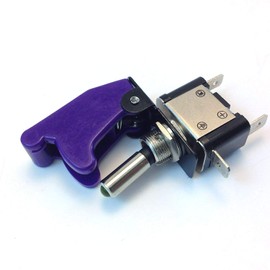 ILLUMINATED TOGGLE SWITCH ON/OFF 25 AMP 12VDC COLOR WITH POSITION COVER (LED GREEN, PURPLE COVER)