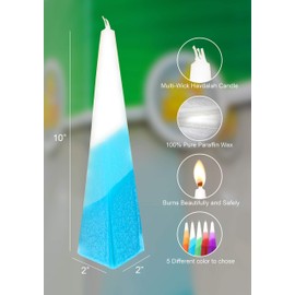 Ner Mitzvah Havdalah Candle Pyramid Shape - Judaica Gift Pyramid Candle - Blue