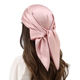 RIIQIICHY Womens Head Hair Scarf Pink Like Satin Silk Scarf Sleeping Hair Wrapping Night 27.5"