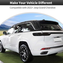 CheroCar Smoke Black Tail Light Lamp Cover Guard Trim Decor Exterior Accessories for 2021-2024 Jeep Grand Cherokee (Does Not Fit Jeep Grand Cherokee L)